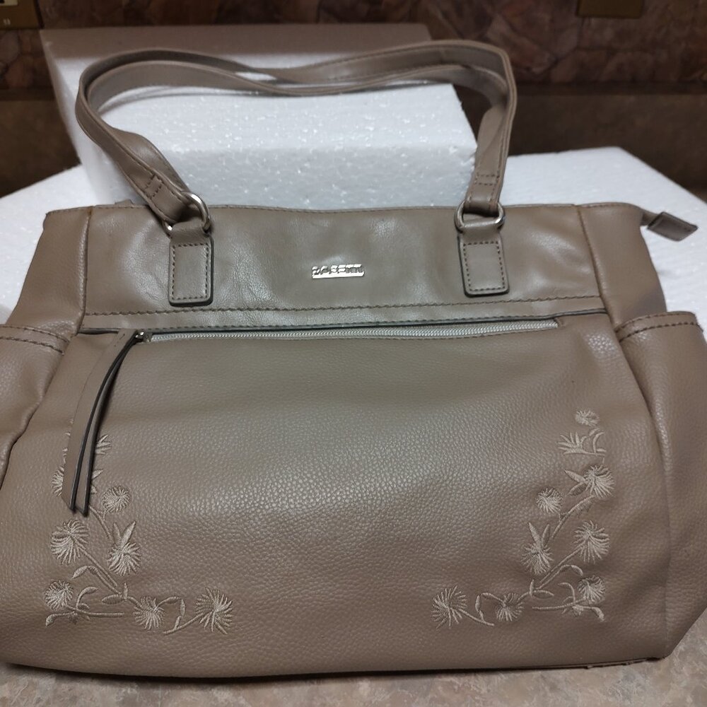 "Rosetti" Vegan Leather Taupe Handbag